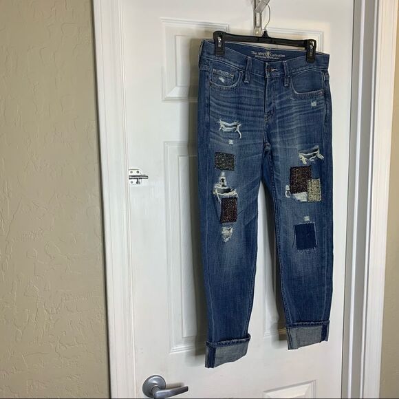 Abercrombie & Fitch Easy Fit Boyfriend Jeans Distressed Size 0 - Picture 3 of 12